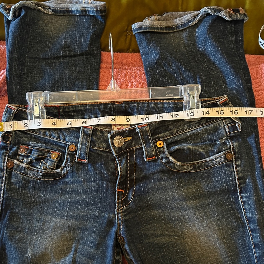 True Religion Blue Straight Leg Jeans with Signature Stitching - Picture 3 of 3